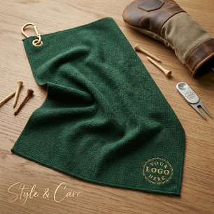 Emerald Green Velvet Look Personalized Logo Golf Towel
