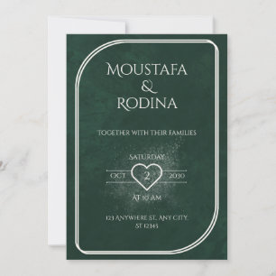 Emerald Green Velvet Wedding Invitation