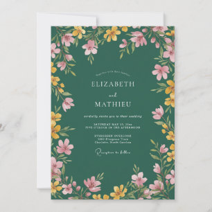 Emerald Green Vibrant Meadow Wedding Invitation