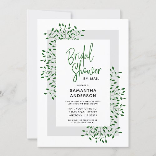 Emerald Green Vines Script Bridal Shower Invitation