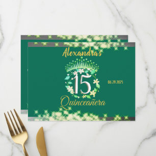 Emerald Green Vintage Boho Quinceañera Spanish Menu