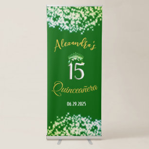Emerald Green Vintage Boho Quinceañera Spanish Retractable Banner