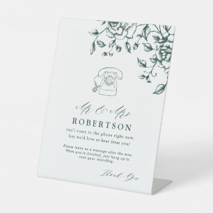 Emerald Green Vintage Botanical Audio Guestbook Pedestal Sign