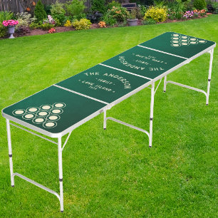 Emerald Green Vintage Seaside Family Name Beer Pong Table