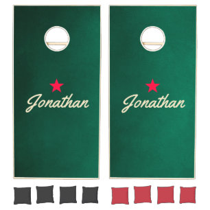 Emerald Green Vintage Star Signature Cornhole Set