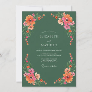 Emerald Green Vivid Botanical Wedding Invitation