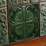 Emerald Green Wall Decor Art Nouveau Ceram Ceramic Tile<br><div class="desc">Welcome to CreaTile! Here you will find handmade tile designs that I have personally crafted and vintage ceramic and porcelain clay tiles, whether stained or natural. I love to design tile and ceramic products, hoping to give you a way to transform your home into something you enjoy visiting again and...</div>