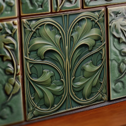 Emerald Green Wall Decor Art Nouveau Ceram Ceramic Tile