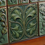 Emerald Green Wall Decor Art Nouveau Ceram Ceramic Tile at Zazzle