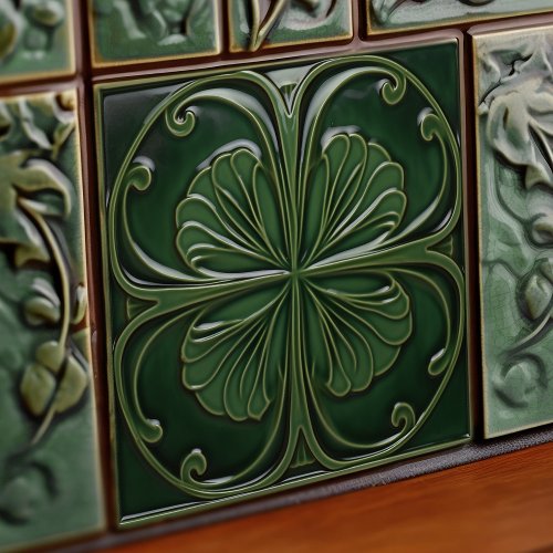 Emerald Green Wall Decor Art Nouveau Ceram Ceramic Tile