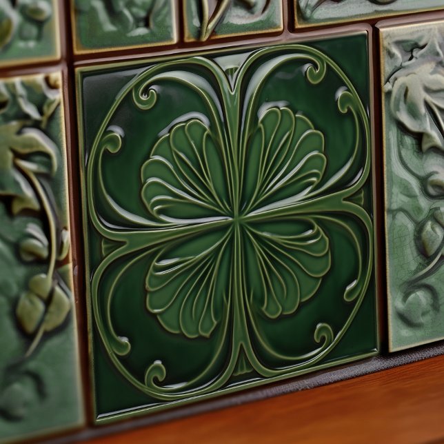 Emerald Green Wall Decor Art Nouveau Ceram Ceramic Tile (Creator Uploaded)