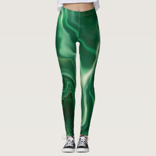 Emerald Green Water Marbled Spandex Leggings