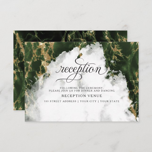 Emerald Green Watercolor Geode BarefootBride™ Invitation (Front/Back)