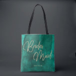 Emerald Green Watercolor Gold Bridesmaid Monogram Tote Bag<br><div class="desc">Emerald Green Watercolor & Gold Faux Foil Lettering Perfect for Fall or Winter Wedding Monogram Bridesmaid tote bags With trendy Hand Lettered Script font! ~ Check my shop to see the entire wedding collection with this design!</div>