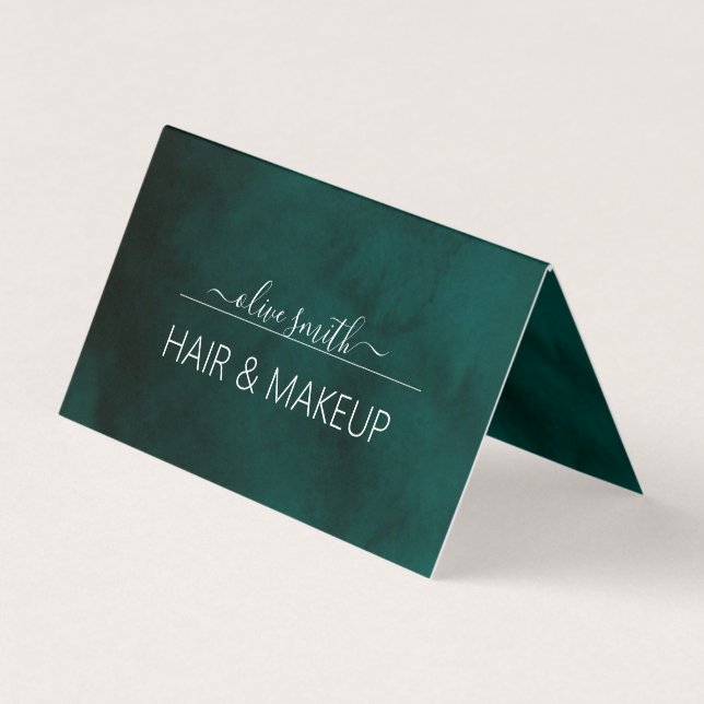 Emerald Green Watercolor Monogram Business Card  (Front)