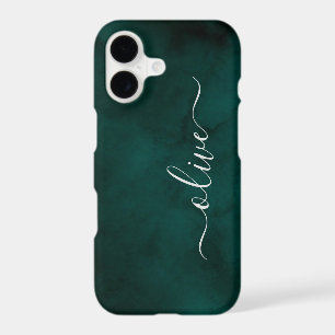 Emerald Green Watercolor Monogram Personalized iPhone 17 Case