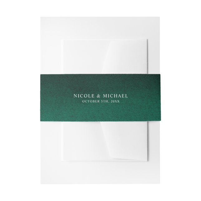 Emerald Green Watercolor Personalized Wedding Invitation Belly Band (Front Example)