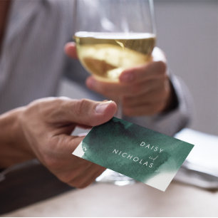 Emerald Green Watercolor Professional Design Business Card