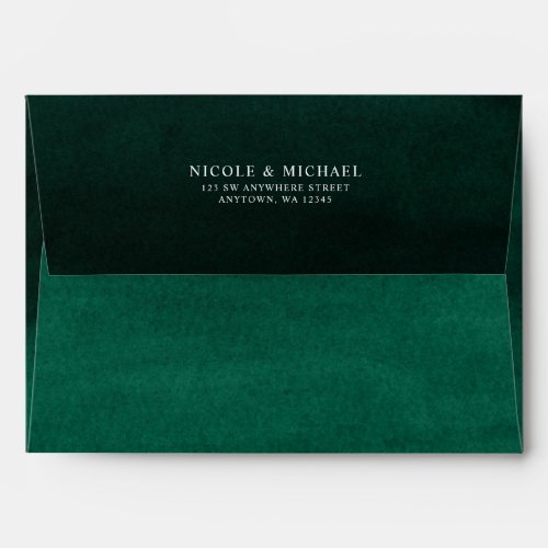Emerald Green Watercolor Return Address A7 Envelope
