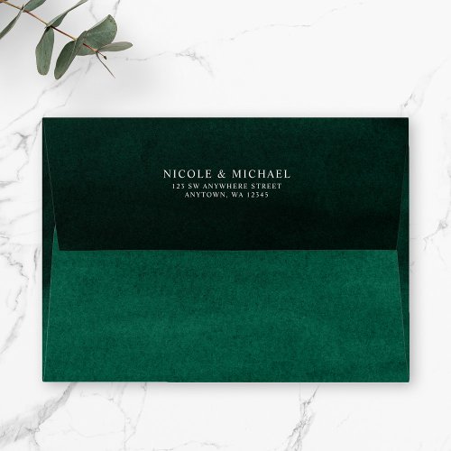 Emerald Green Watercolor Return Address A7 Envelope