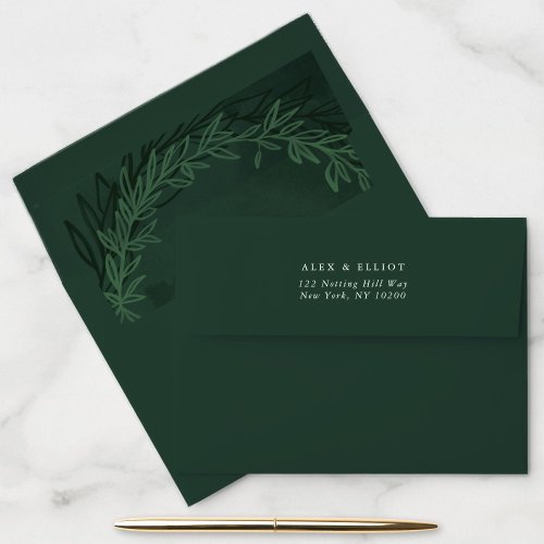 Emerald Green Watercolor Return Address Envelope