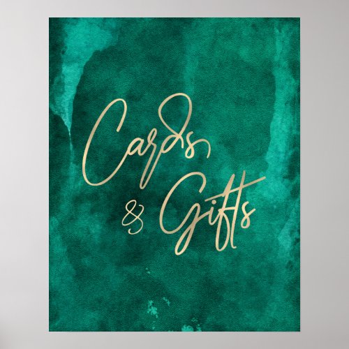Emerald Green Watercolor Wedding Cards & Gifts Poster