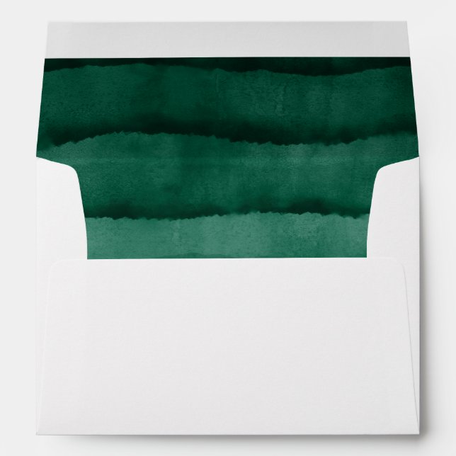 Emerald Green Watercolor Wedding Envelope (Back (Bottom))