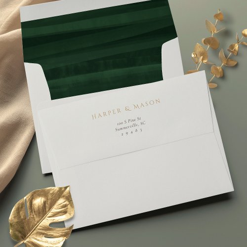 Emerald Green Watercolor Wedding Envelope