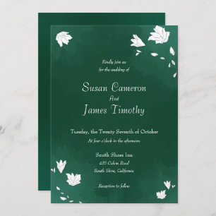 Emerald green watercolor Wedding Invitation