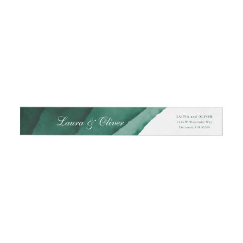 Emerald Green Watercolor Wedding Wrap_Around Label