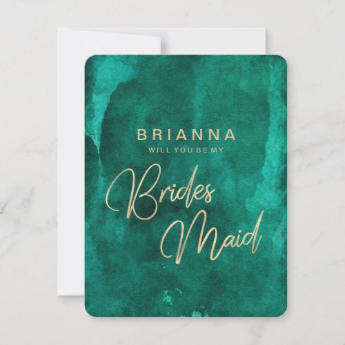 Emerald Green Watercolor Will You Be My Bridesmaid Invitation