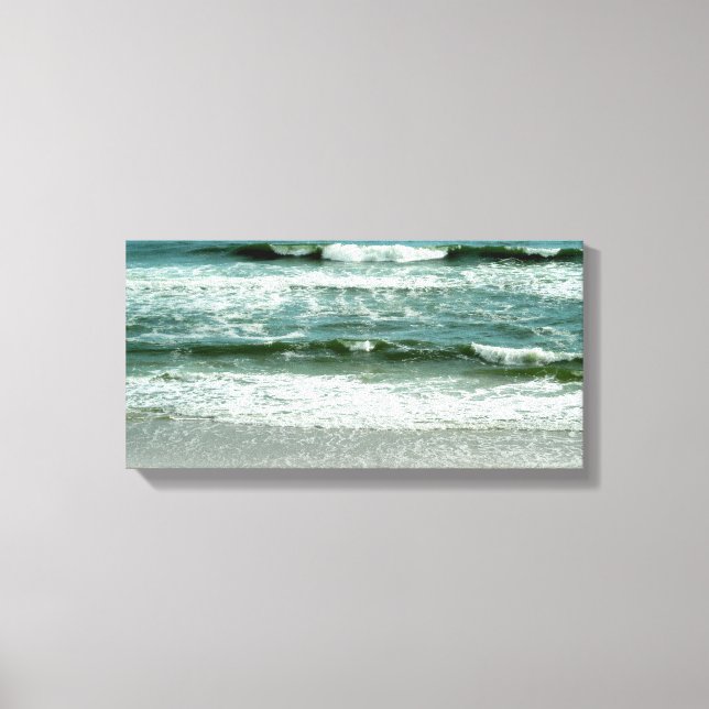 Emerald Green Waves Crashing on the Beach Canvas Print (Front)