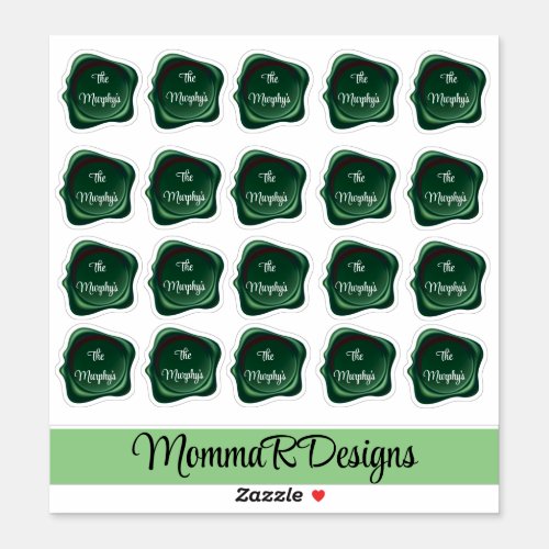 Emerald Green Wax Seal with your name Sticker