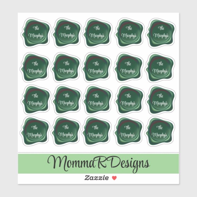 Emerald Green Wax Seal with your name Sticker (Sheet)