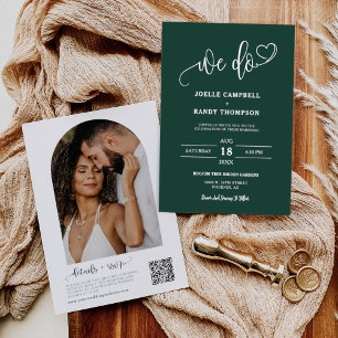 Emerald Green We Do Boho Wedding QR Code Photo Invitation