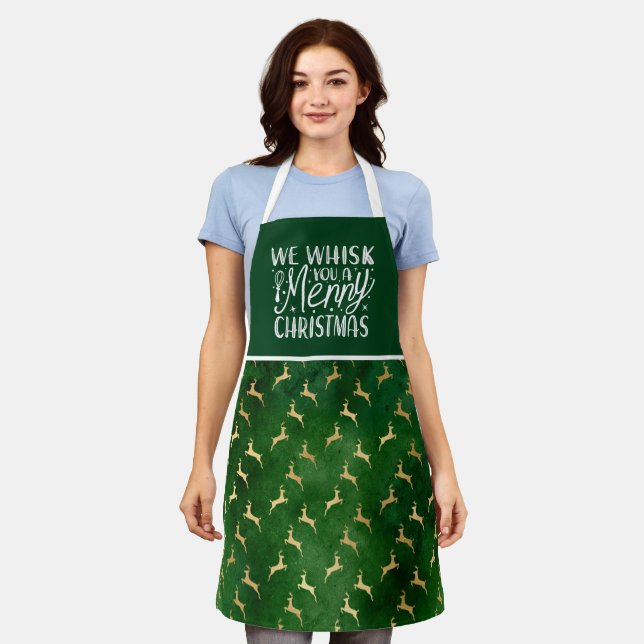 Emerald Green We Whisk You A Merry Christmas Apron (Worn)