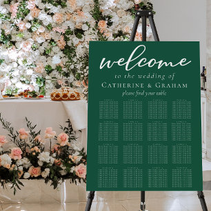 Emerald Green Wedding 16 Table Seating Chart Foam Board
