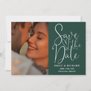 Emerald Green Wedding 2 Photo QR Code Script Save The Date
