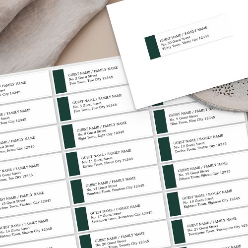 Emerald Green Wedding 30 Guest Address Labels