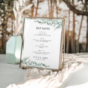 Emerald Green Wedding Bar Menu Sign Template