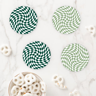 Emerald Green Wedding Collection Check Checkered  Coaster Set