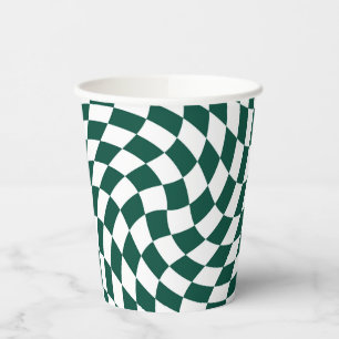 Emerald Green Wedding Collection Check Checkered Paper Cups