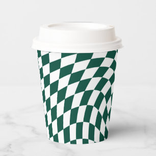 Emerald Green Wedding Collection Check Checkered Paper Cups