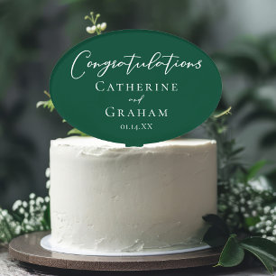 Emerald Green Wedding Congratulations Cake Topper