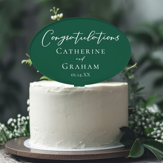 Emerald Green Wedding Congratulations Cake Topper (Creator Uploaded)