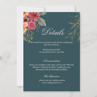 Emerald Green Wedding Details Enclosure Card