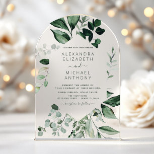 Emerald Green Wedding Eucalyptus Greenery Elegant Acrylic Invitations
