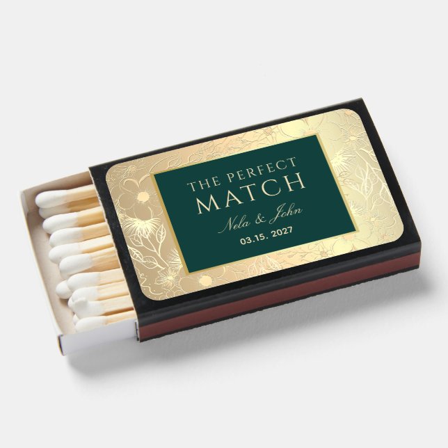 Emerald Green Wedding Favor Matchboxes (Front Open)