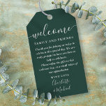 Emerald Green Wedding Favor Welcome Basket Bag Gift Tags<br><div class="desc">Featuring signature style names,  this elegant emerald green and white tag can be personalized with your special thank you information in chic white lettering. Designed by Thisisnotme©</div>