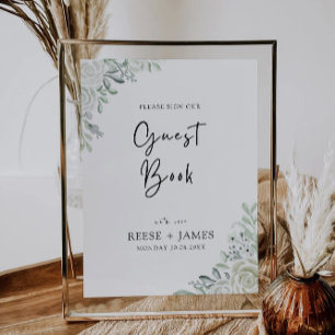 Emerald Green Wedding Guest Book Sign Template